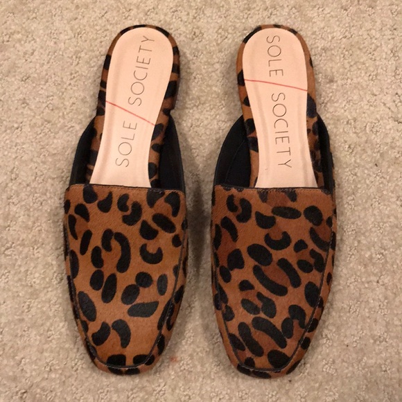 sole society leopard mules